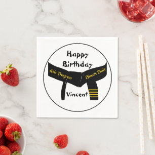 Serviette En Papier Arts martiaux 4e Degré Ceinture noire Anniversaire