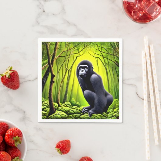 Serviette En Papier Artsy Abstrait Jungle Gorilla (En situation)