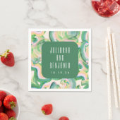 Serviette En Papier Artsy Abstrait Mariage d'aquarelle verte moderne (En situation)