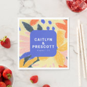 Serviette En Papier Artsy bleu moderne Mariage botanique Abstrait (En situation)