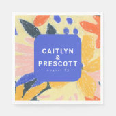 Serviette En Papier Artsy bleu moderne Mariage botanique Abstrait (Devant)