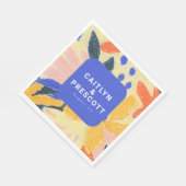 Serviette En Papier Artsy bleu moderne Mariage botanique Abstrait (Coin)