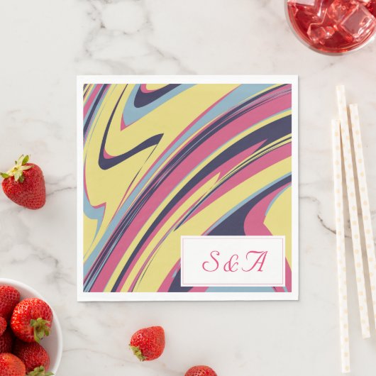 Serviette En Papier Artsy coloré Moderne wirl Mariage Abstrait (En situation)