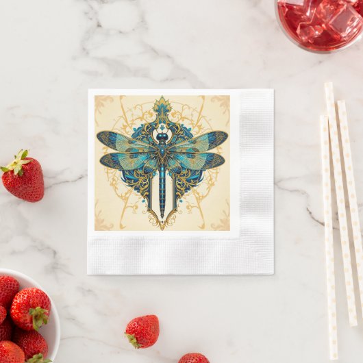 Serviette En Papier Artwork de libellules complexes (En situation)