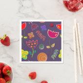 Serviette En Papier Arty moderne fleurs violettes et roses (En situation)
