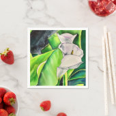 Serviette En Papier Arum blanc Lily aquarelle tropicale florale (En situation)