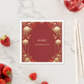 Serviette En Papier Asiatique Chinois Bilingue Hei Gras Mariage (En situation)