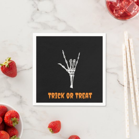 Serviette En Papier ASL Skeleton ILY Main - Trick ou Treat! (En situation)