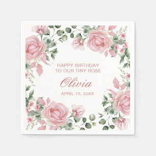 Serviette En Papier Assiette de fête d'anniversaire Fleur Rose Rose 1 