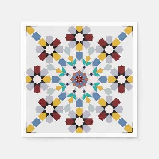 Serviette En Papier Assiettes En Carton Marocain Zelije ! Zell Marocai (Devant)