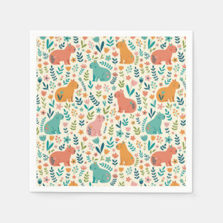 Serviette En Papier Assiettes en papier capybara à motif floral dessin