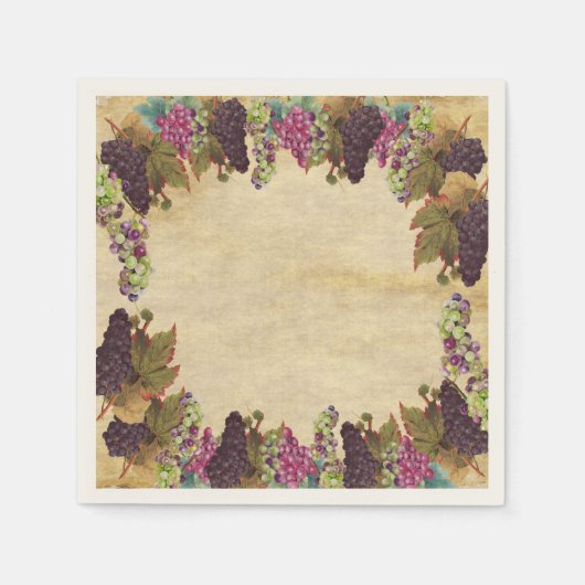 Serviette En Papier Assiettes en papier rustiques avec vignes de raisi (Devant)