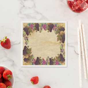 Serviette En Papier Assiettes en papier rustiques avec vignes de raisi