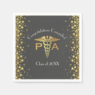 Serviette En Papier Assistant de médecin PA Diplômé Gris Or