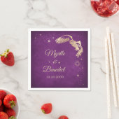 Serviette En Papier Assistant Étoiles de hibou Mariage magique violet (En situation)