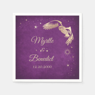 Serviette En Papier Assistant Étoiles de hibou Mariage magique violet
