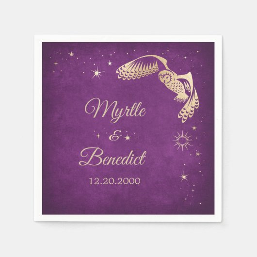 Serviette En Papier Assistant Étoiles de hibou Mariage magique violet (Devant)