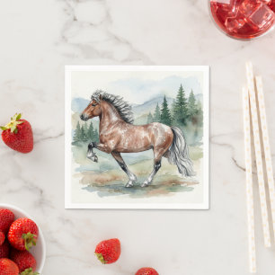Serviette En Papier Astrid Tolting Cheval islandais aquarelle