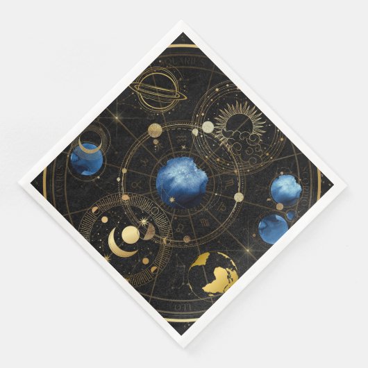 Serviette En Papier Astrologie céleste en velours noir (Coin)