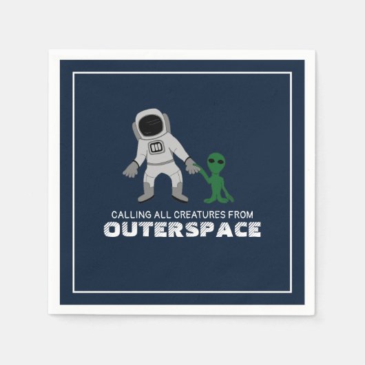 Serviette En Papier Astronaut & Alien, Espace extérieur (Devant)