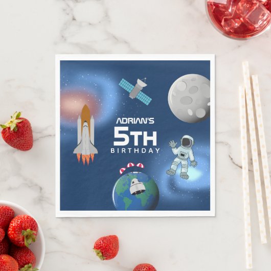 Serviette En Papier Astronaut dans l'espace Galaxie Thème Anniversaire (En situation)