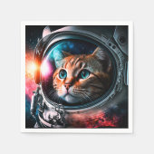 Serviette En Papier Astronaut de chat spatial drôle Kitty Galaxy Unive (Devant)
