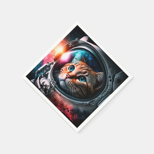 Serviette En Papier Astronaut de chat spatial drôle Kitty Galaxy Unive (Coin)