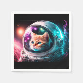 Serviette En Papier Astronaut de chat spatial drôle Kitty Galaxy Unive (Devant)