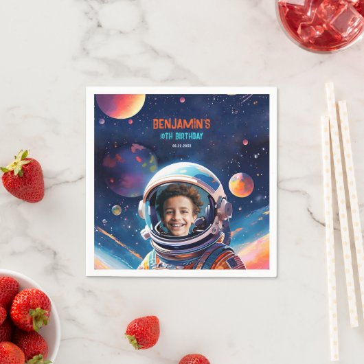 Serviette En Papier Astronaut Deep Space Sky Planets Photo Birthday (En situation)
