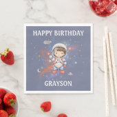 Serviette En Papier Astronaut Outer Space Girl Birthday (En situation)