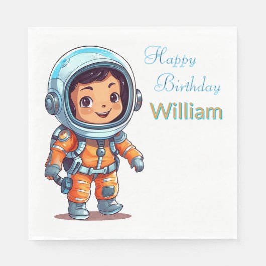 Serviette En Papier Astronaut personnalisé Joyeux anniversaire (Devant)