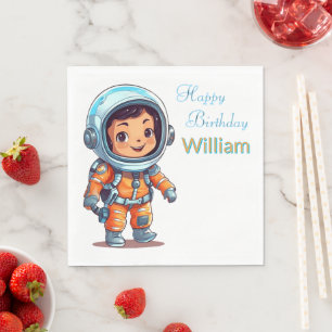 Serviette En Papier Astronaute Personnalisé Joyeux Anniversaire