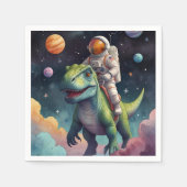 Serviette En Papier Astronaute sur Dino dans l'espace  (Devant)