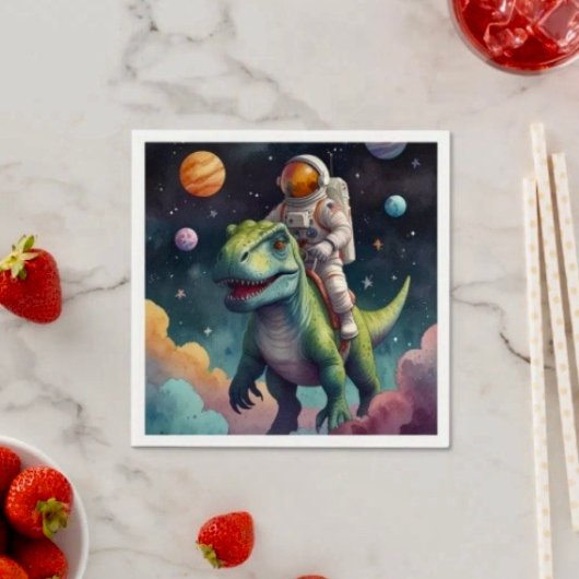 Serviette En Papier Astronaute sur Dino dans l'espace 