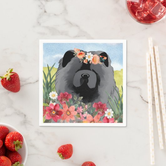 Serviette En Papier ATASH IN LIGHT Black - Chemises Blue Chow Dog (En situation)