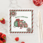 Serviette En Papier Atelier père Noël Fête de Noël Elf (En situation)