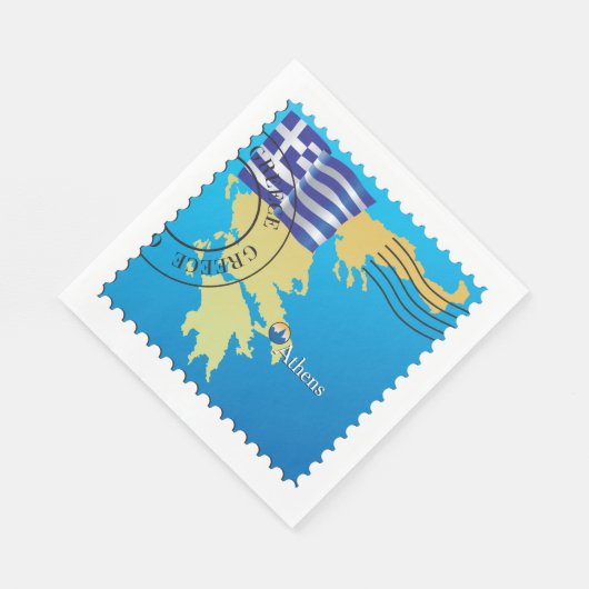 Serviette En Papier Athènes Grèce Horloge grecque Drapeau et carte (Coin)