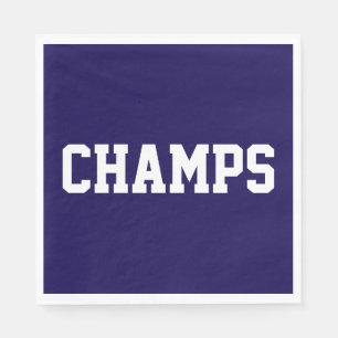 Serviette En Papier Athlétique Sportif Gras Bleu Nuit CHAMPS Texte Bla
