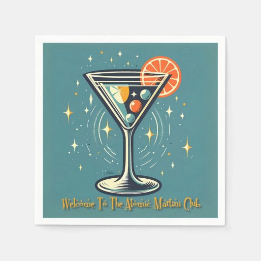 Serviette En Papier Atomic Martini Club Retro Futuristic Cocktail (Devant)