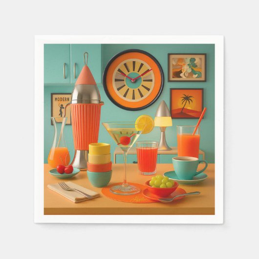 Serviette En Papier Atomic Retro Futuristic Martini Breakfast Bar (Devant)