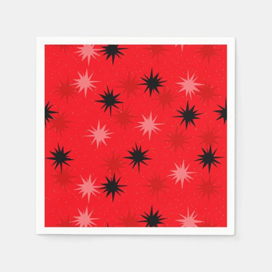 Serviette En Papier Atomique Red Starbursts Papier Cocktail Napkins (Devant)