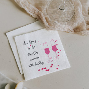 Serviette En Papier Attacher ses vingt ans Champagne rose 30e annivers