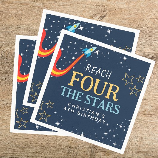 Serviette En Papier Atteindre Quatre L'Espace Stars Anniversaire