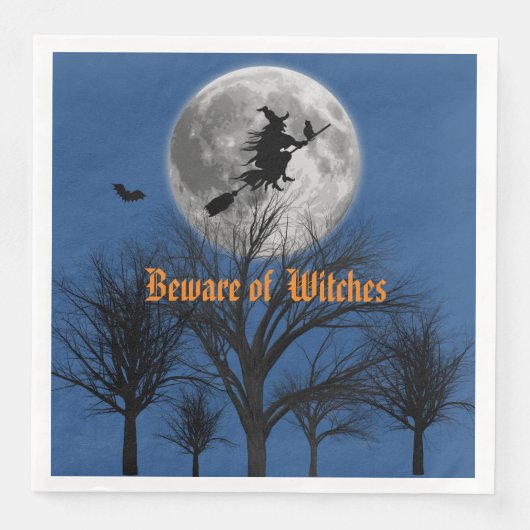 Serviette En Papier Attention aux sorcières (Devant)