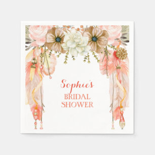 Serviette En Papier Attrape-rêve Bohème Plume Tribal Corail pêche
