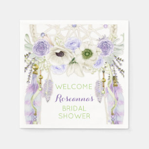Serviette En Papier Attrape-rêve Bohème Plume Tribal Lavande