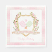 Serviette En Papier Attrapons la Cour | Boule de chiche rose Preppy (Devant)