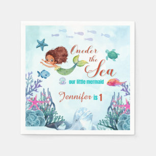 Serviette En Papier Au bord de la mer Brown sirène filles 1er annivers