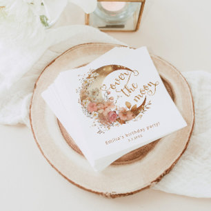 Serviette En Papier Au-dessus de la lune or fleurie lune fille anniver