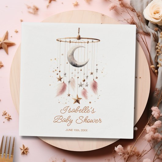 Serviette En Papier Au-dessus du Baby shower céleste de la lune Boho